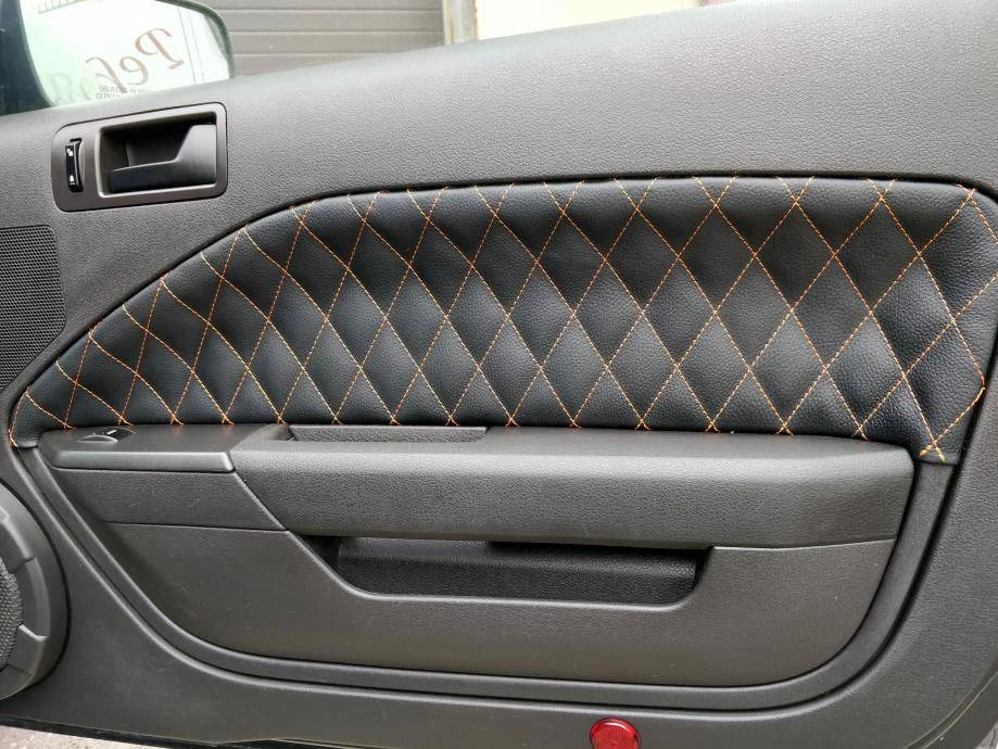 Leather-covered Ford Mustang door panel